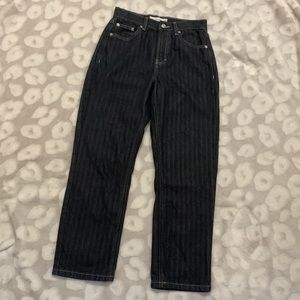 TopShop Striped Straight Leg Crop Jeans sz 26